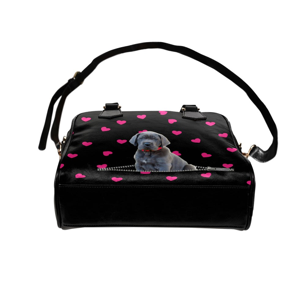 Great Dane Puppy Zip Hearts Shoulder Handbag