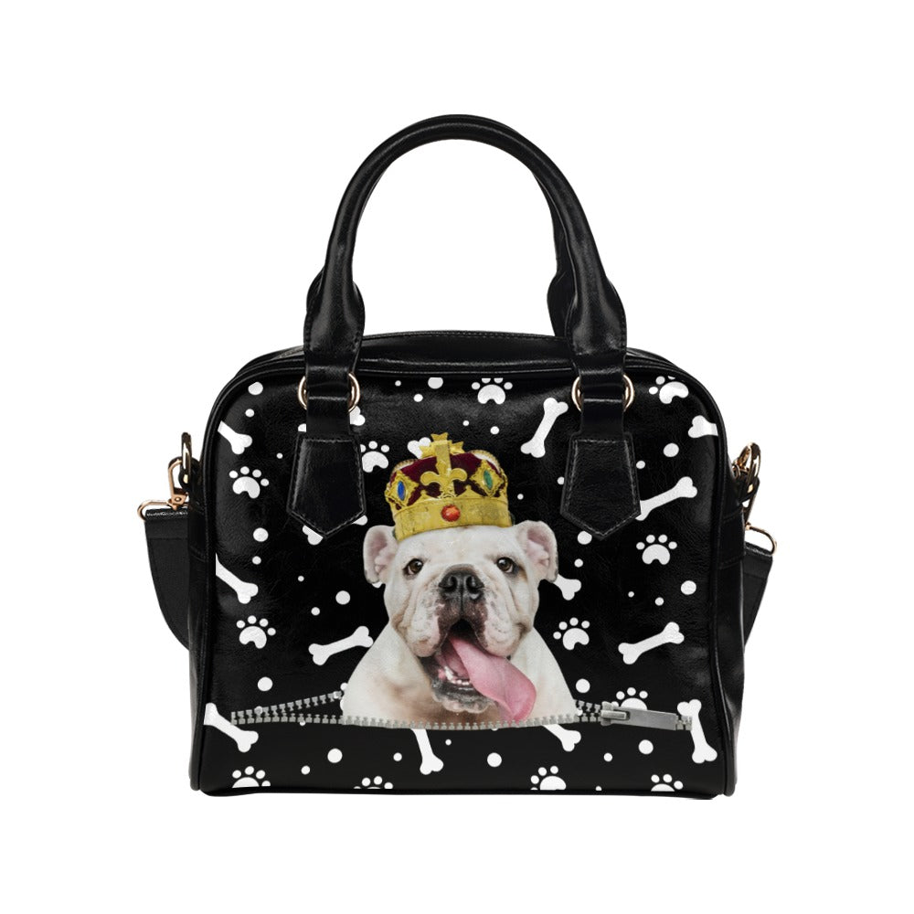 English Bulldog King Paws and Bones Shoulder Handbag