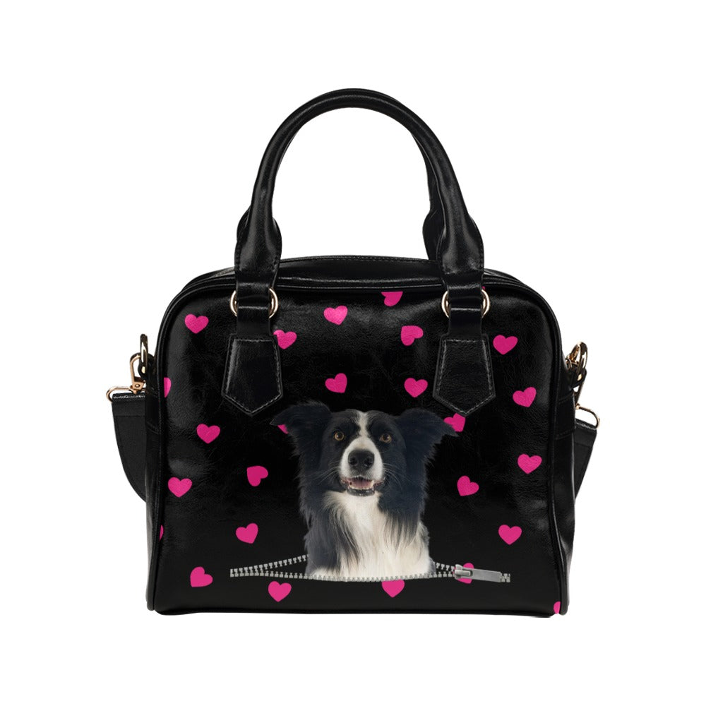 Collie Zip Hearts Shoulder Handbag