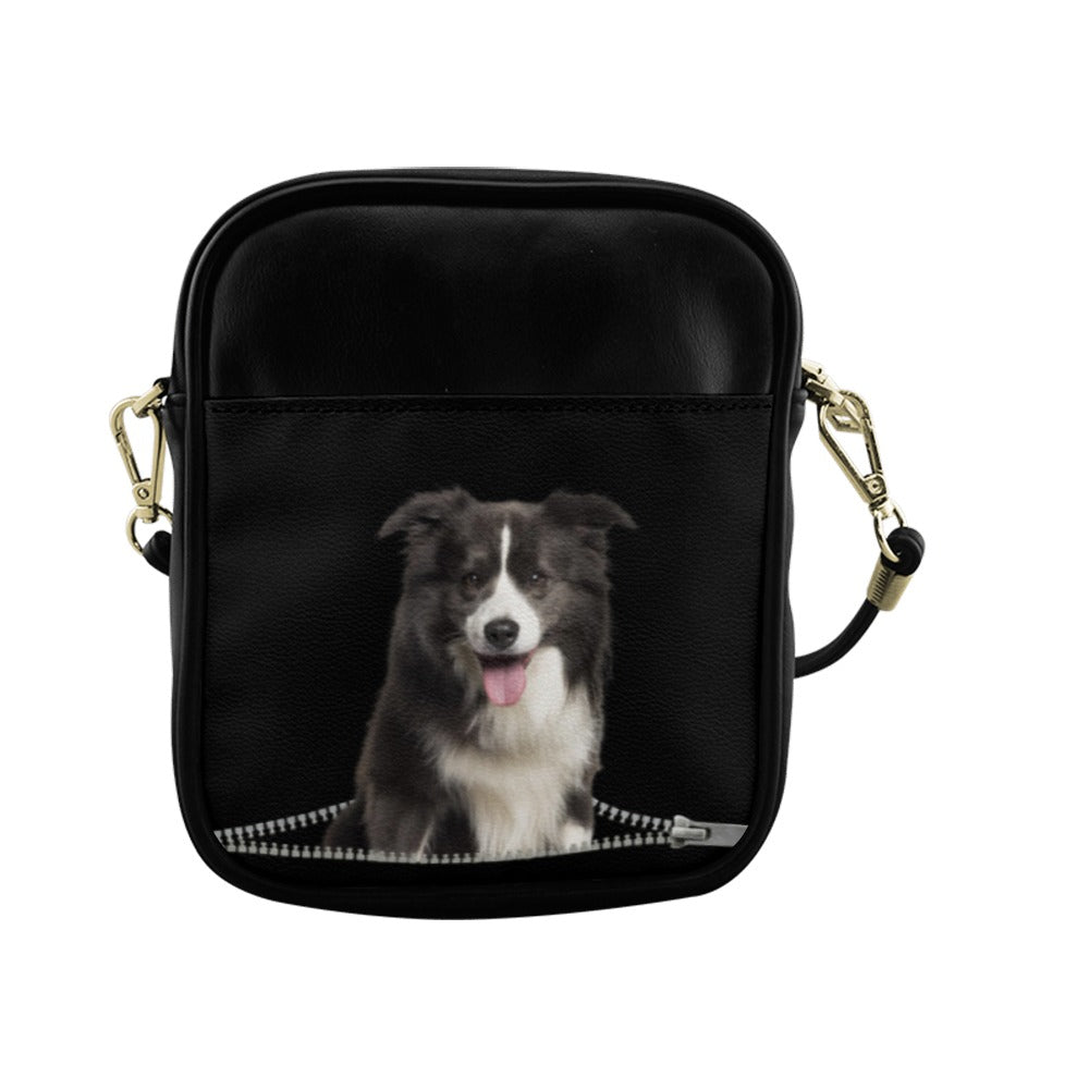 Border Collie Zip Sling Bag