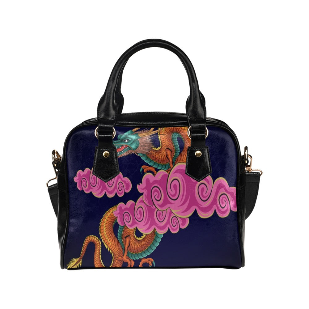 Chinese Dragon With Cloud Illustration Shoulder Handbag