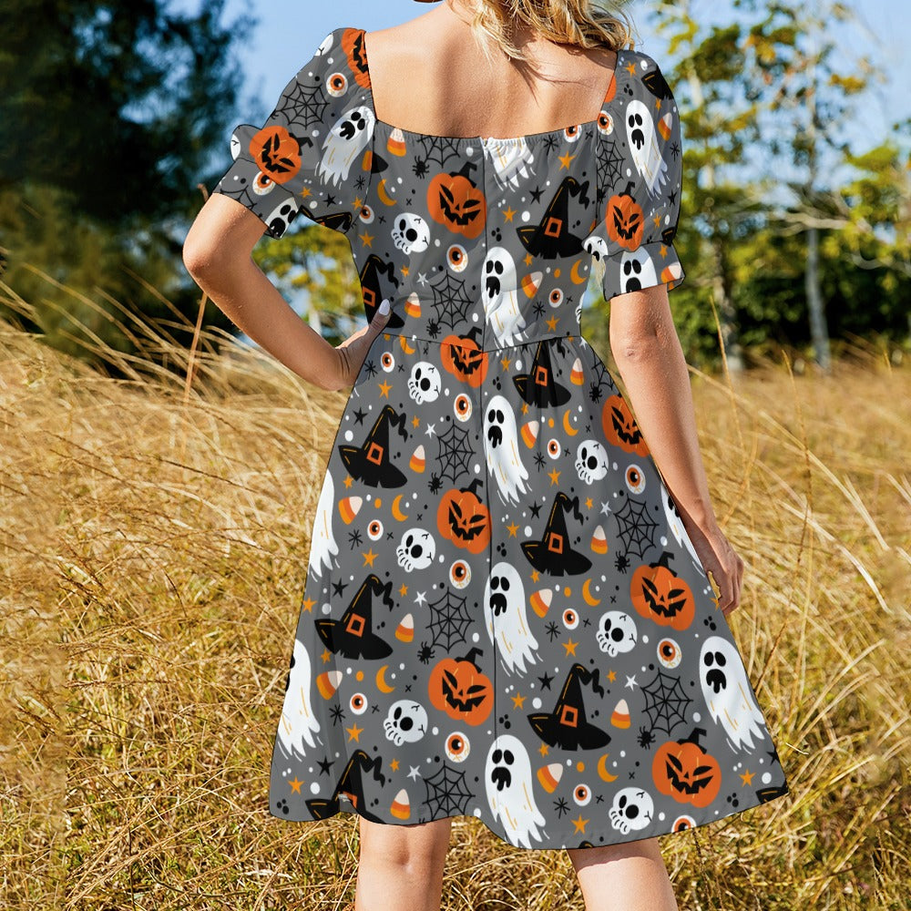 Ghost Skull Halloween Sweetheart Dress