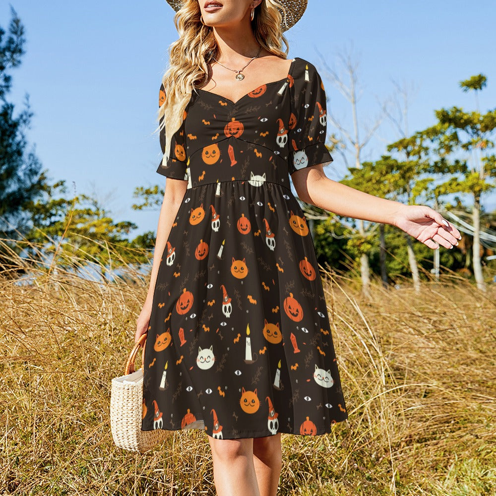 Pumpkin Skull Halloween Sweetheart Dress