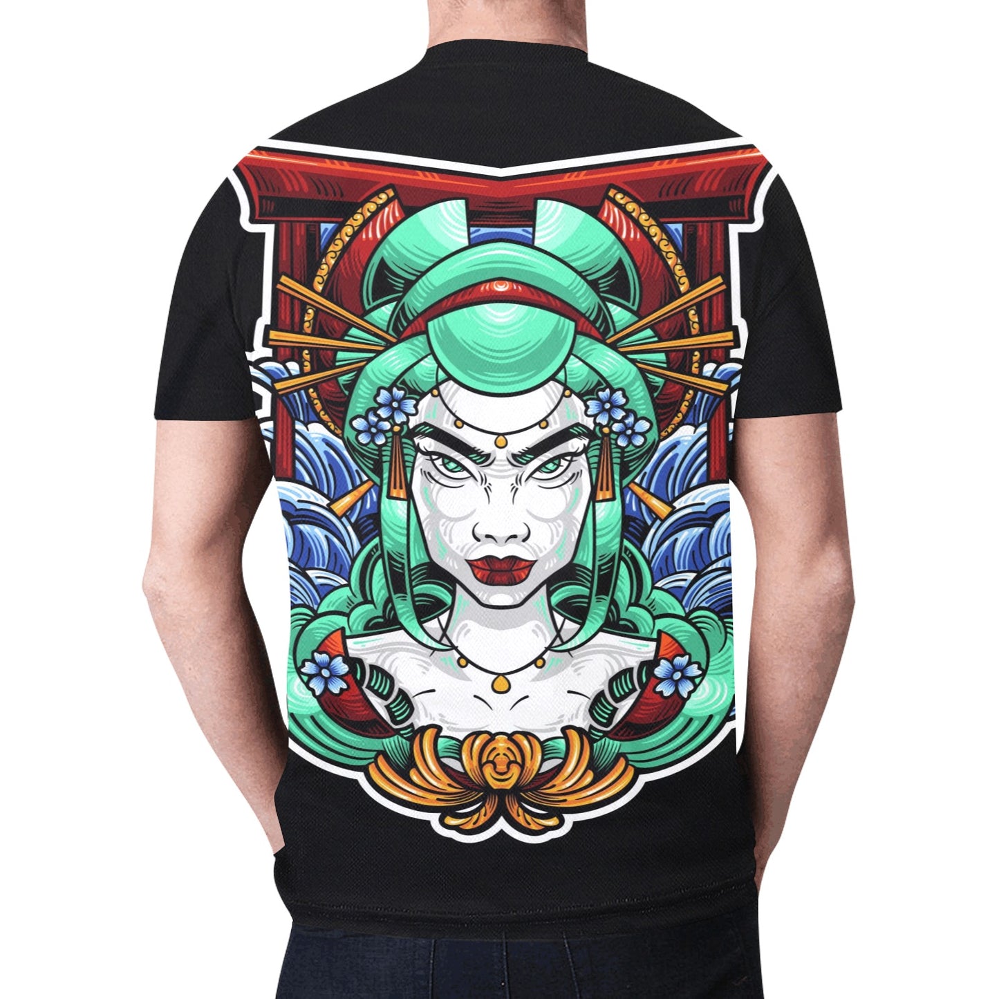 Geisha Japanese Illustration Style New All Over Print T-shirt