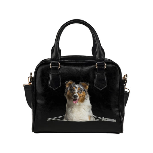 Australian Shepherd Zip Shoulder Handbag