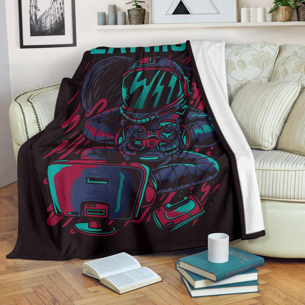 Premium Blanket Play High Astronaut Gamer Retro Cartoon - Top Content | POD Collection | Free Shipping