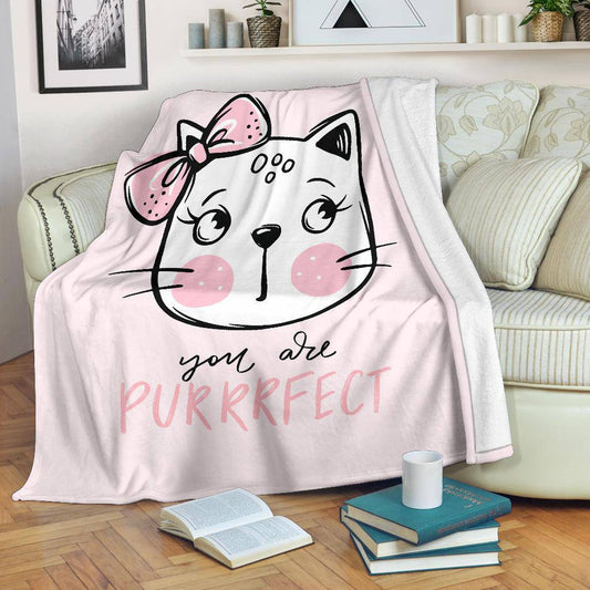 Premium Blanket You Are Purrrfect, Cute Cat Hand Drawn Illustration - Top Content | POD Collection | Free Shipping