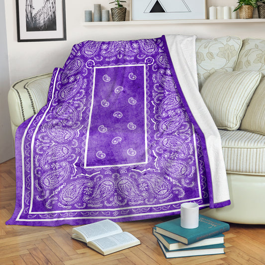 Ultra Plush Purple Denim Fleece Bandana Blanket