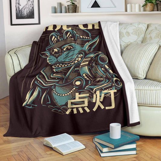 Premium Blanket Wise Cat Funny Art Cartoon - Top Content | POD Collection | Free Shipping