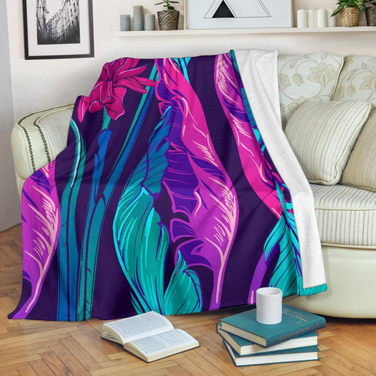 Purple Banana leaves Etligeria Flower Premium Blanket - Top Content | POD Collection | Free Shipping