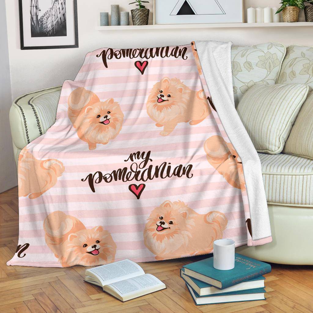 My Pomeranian Spitz Love, Cute Dog Cartoon Premium Blanket - Top Content | POD Collection | Free Shipping