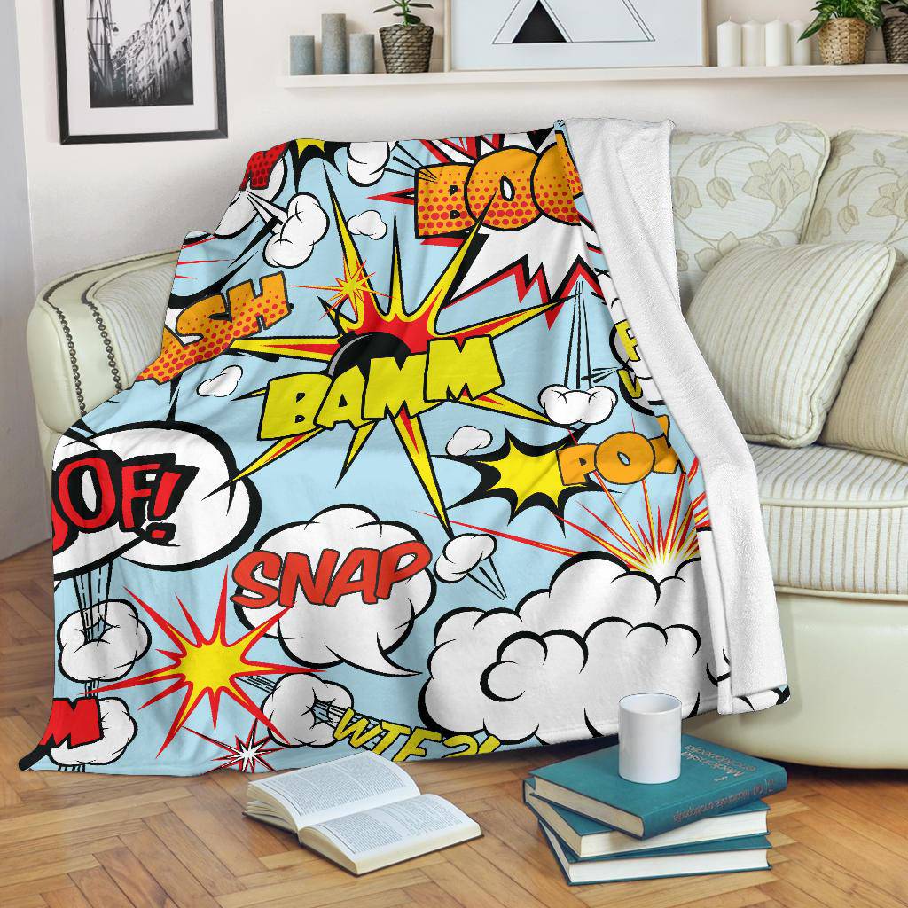 Comic Speech Reactions Bubble Premium Blanket - Top Content | POD Collection | Free Shipping