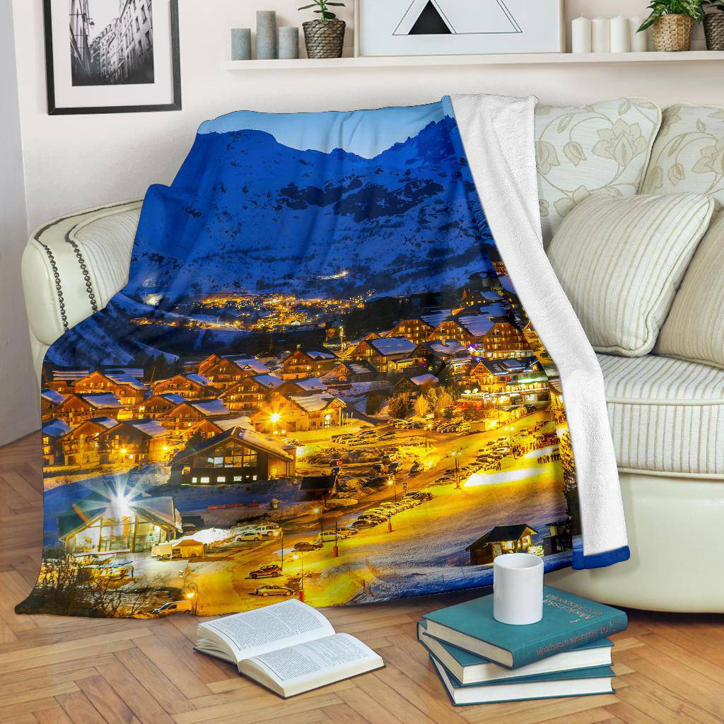 Winter Town France Travel Mountains Premium Blanket - Top Content | POD Collection | Free Shipping