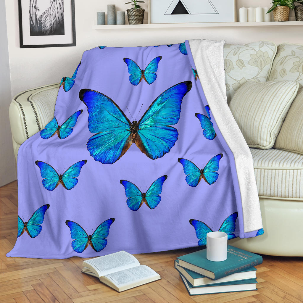 beautiful blue butterflies purple blanket - Top Content | POD Collection | Free Shipping