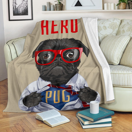 Super Hero Pug Blanket, Pug Throw Blanket, Pug Gifts