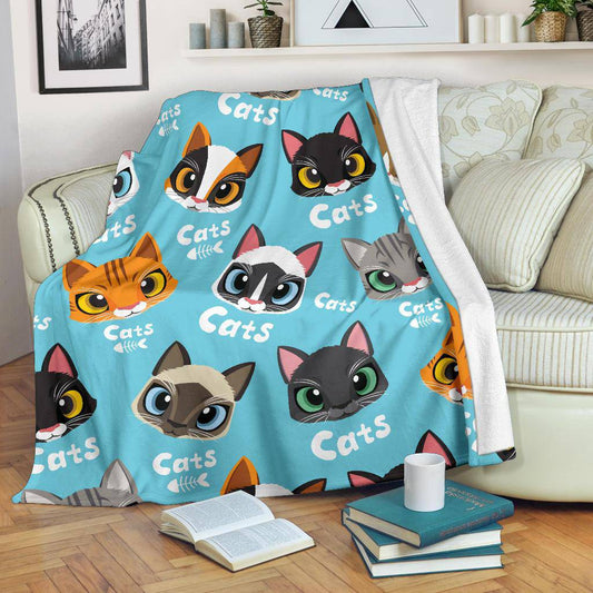 Cute Love Cats Cartoon Pattern Background Premium Blanket - Top Content | POD Collection | Free Shipping