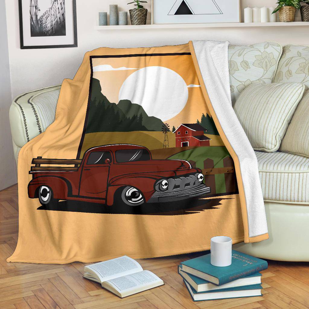 Field Farm Truck Cartoon Premium Blanket - Top Content | POD Collection | Free Shipping