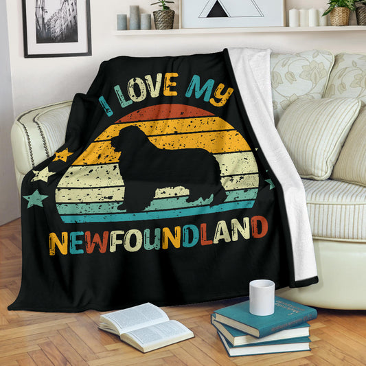 Newfoundland Blanket, Newfoundland Retro Blanket, Newfoundland Throw Blanket, Newfoundland Gifts