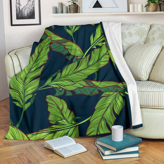 Green Banana Plant Leaves Premium Blanket - Top Content | POD Collection | Free Shipping