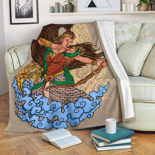 Female Goddess With Bow Beautiful Cartoon Style Premium Blanket - Top Content | POD Collection | Free Shipping