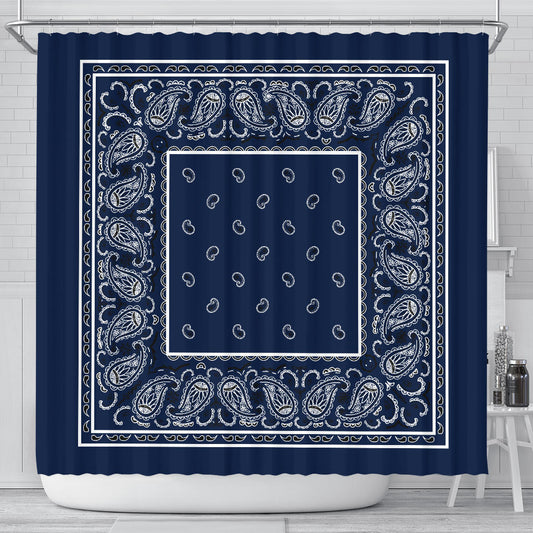 Navy Blue Bandana Shower Curtain