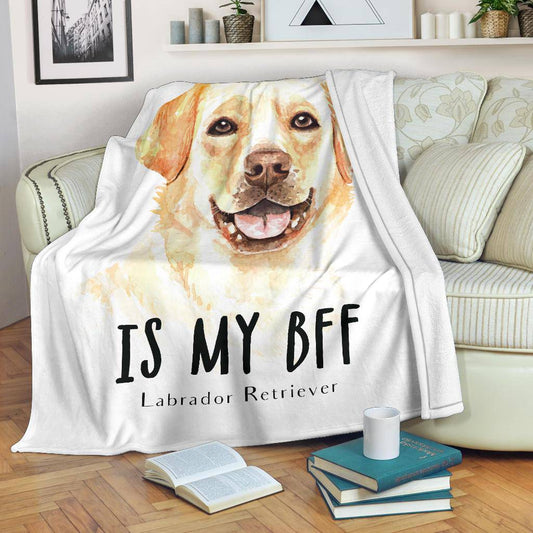 Labrador Retriever Portrait Premium Blanket, Cool Dog Is My BFF Cartoon - Top Content | POD Collection | Free Shipping