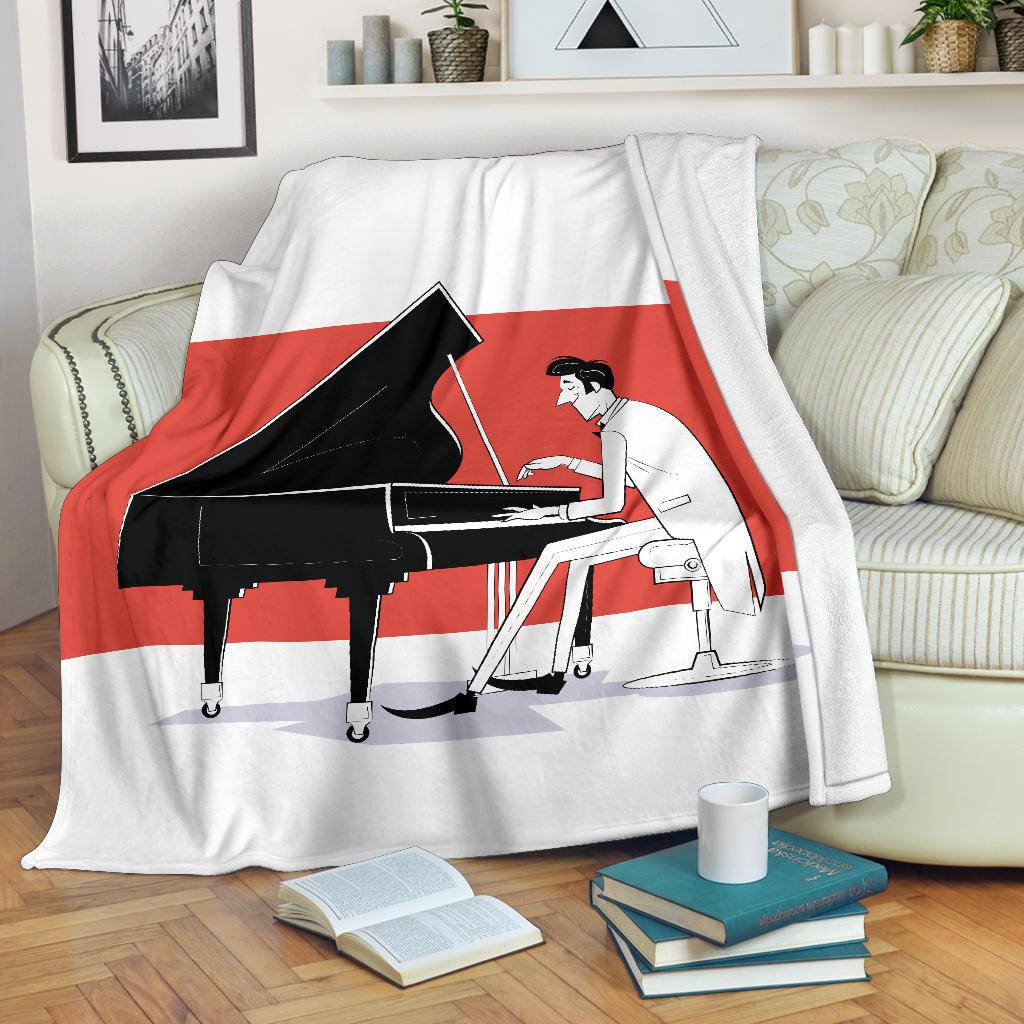 Pianist Cartoon Drawing, Musician Premium Blanket - Top Content | POD Collection | Free Shipping