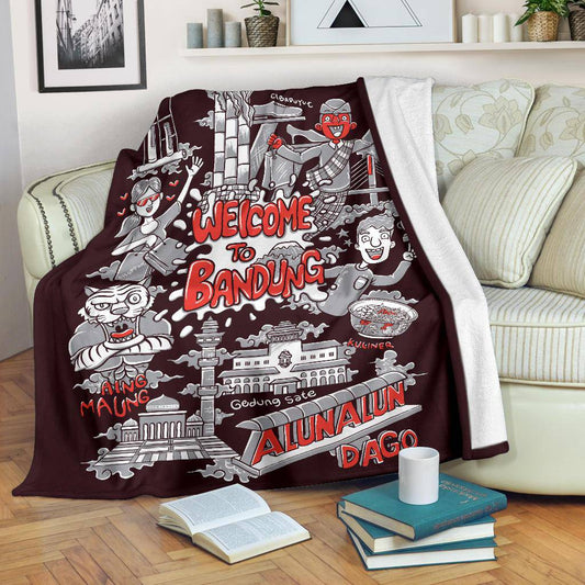 Welcome To Bandung City Premium Blanket, Cool Traveling Gift - Top Content | POD Collection | Free Shipping