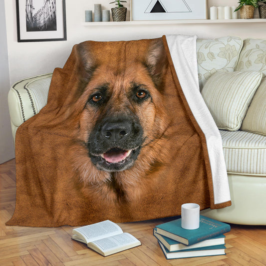 German Shepherd Face Hair Blanket