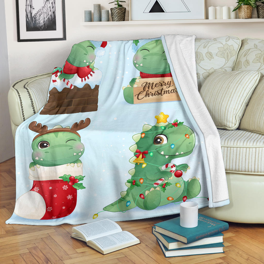 cute dinosaurs merry christmas theme blanket - Top Content | POD Collection | Free Shipping