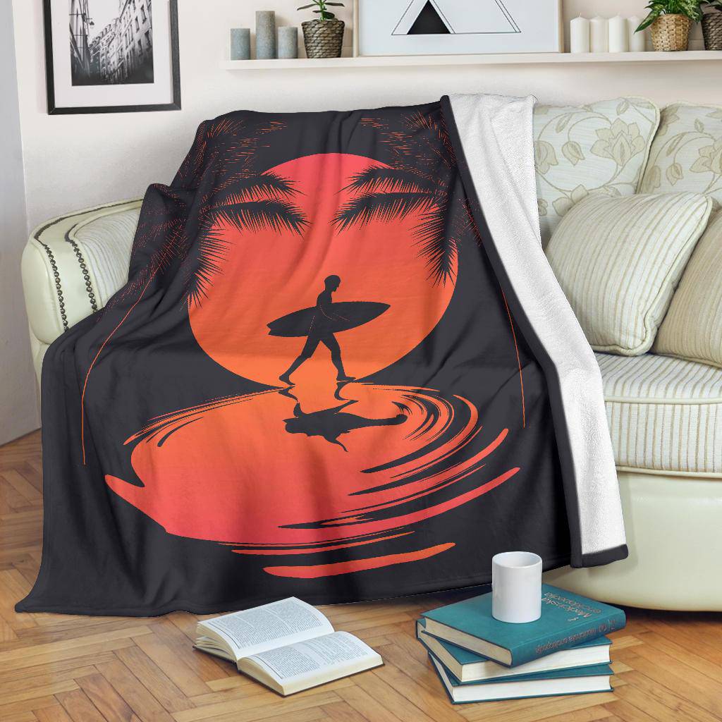 Summer Surfer Palms Beach Premium Blanket - Top Content | POD Collection | Free Shipping