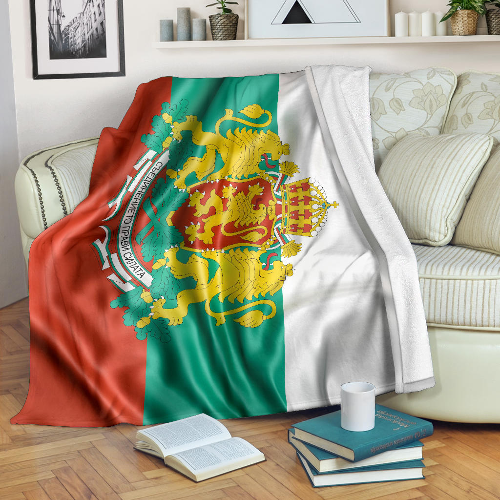 Bulgaria Flag and Coat of Arms Premium Blanket