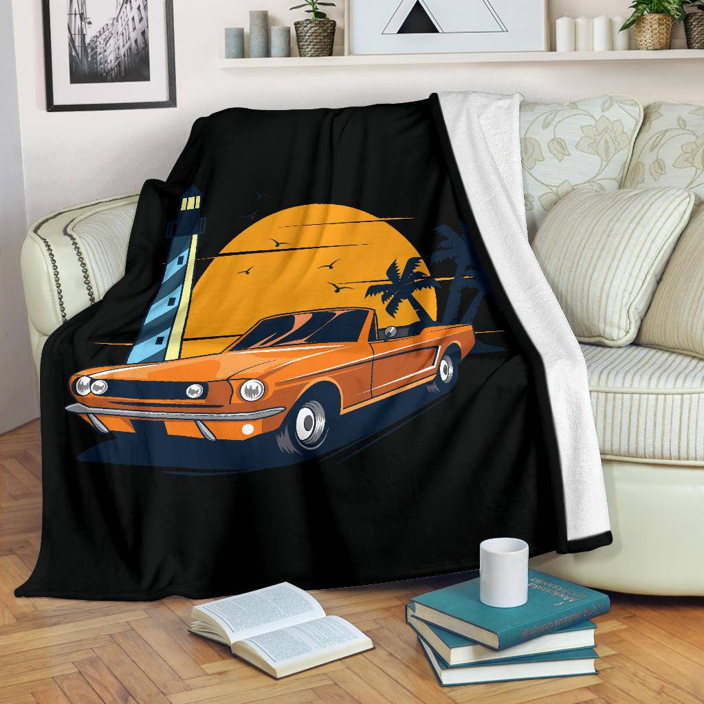 Convertible Car Lighthouse Sunset Premium Blanket - Top Content | POD Collection | Free Shipping