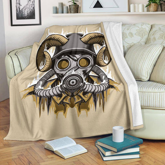 Cool Drawing Of A Masked With Horns Character Premium Blanket - Top Content | POD Collection | Free Shipping