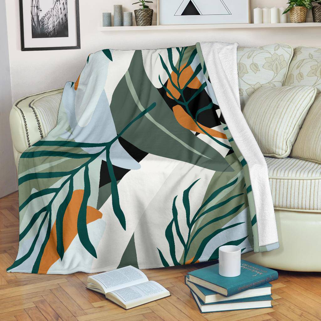 Jungle Leaves Nature Green Art Premium Blanket - Top Content | POD Collection | Free Shipping