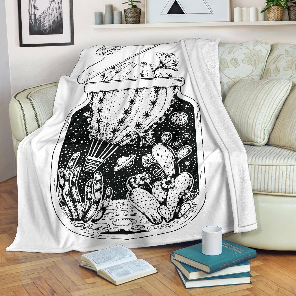 Premium Blanket Cactus Plant Scetch Vintage Style - Top Content | POD Collection | Free Shipping