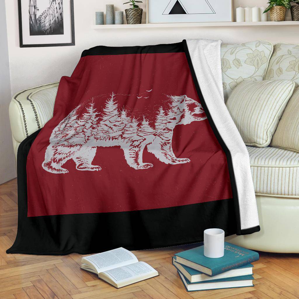 Hand Drawn Bear Nature Exposure Premium Blanket - Top Content | POD Collection | Free Shipping