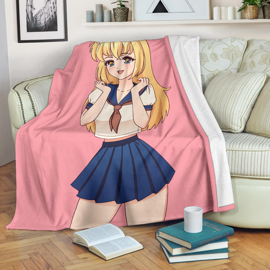 Anime Blond Cat Blanket