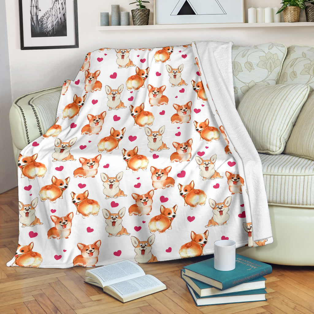 Pembroke Welsh Corgi Heart Blanket