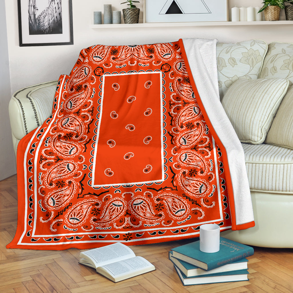 Ultra Plush Perfect Orange Bandana Throw Blanket