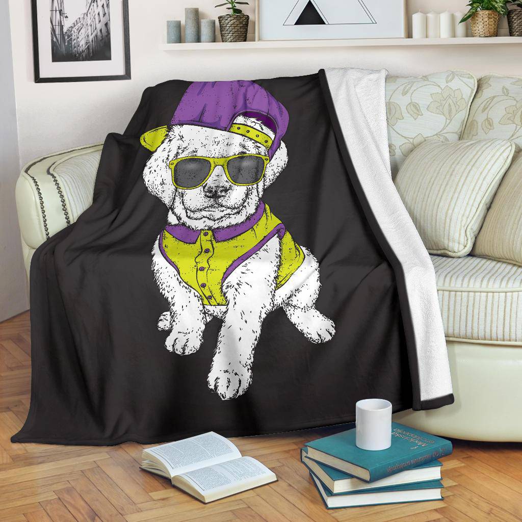 Labrador Retriever Premium Blanket, Cool Cap Puppy Cartoon Style Drawing - Top Content | POD Collection | Free Shipping