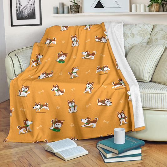 Siberian Husky Paws and Bones Blanket