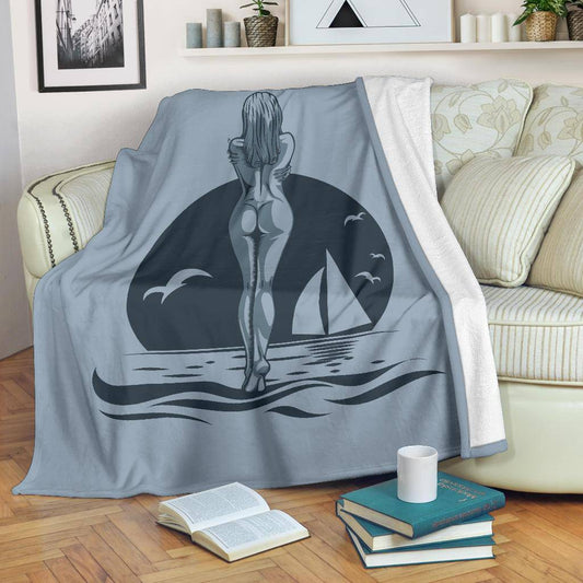 Nude Girl At Sea Sunset Art Premium Blanket - Top Content | POD Collection | Free Shipping