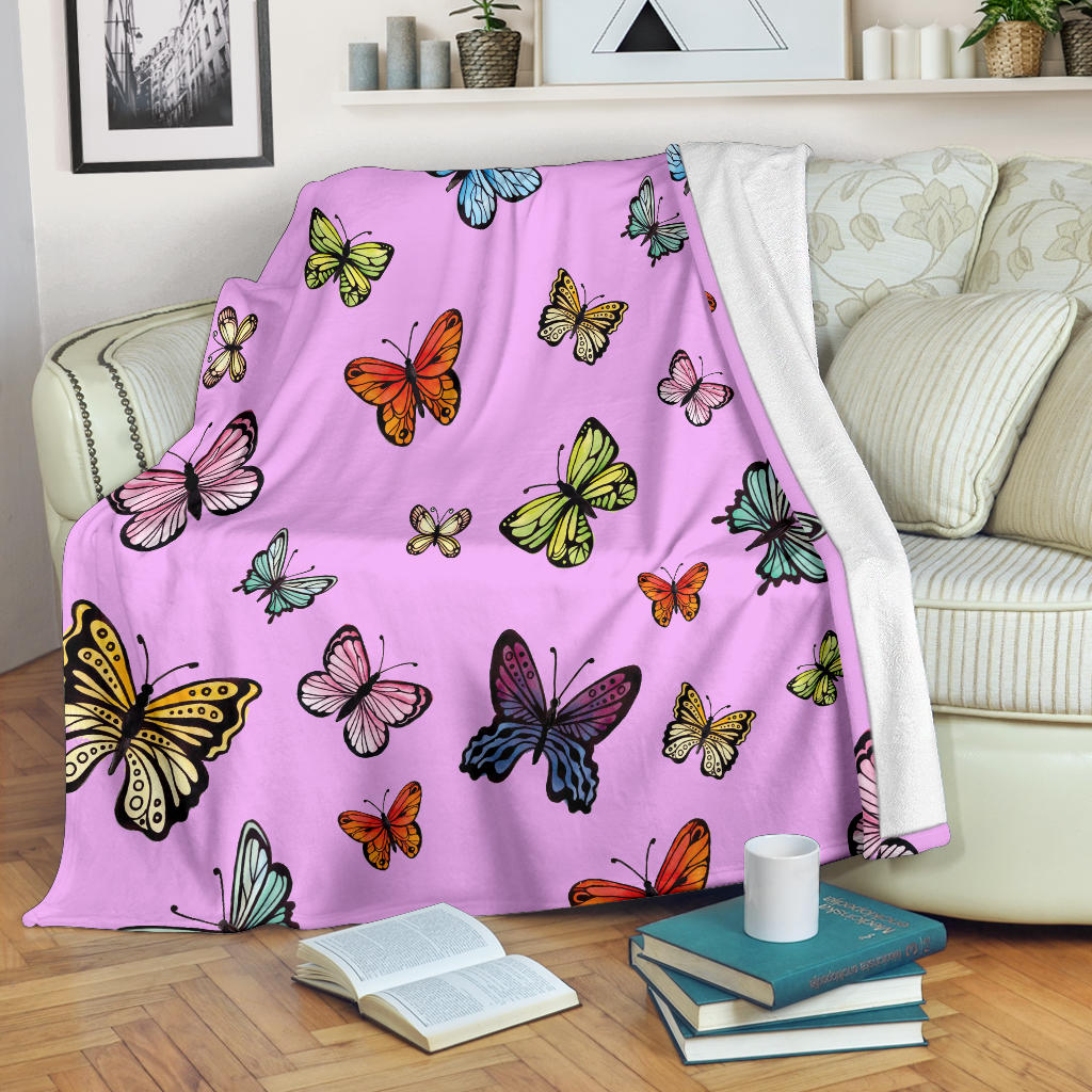 colorful butterflies collection pink blanket - Top Content | POD Collection | Free Shipping