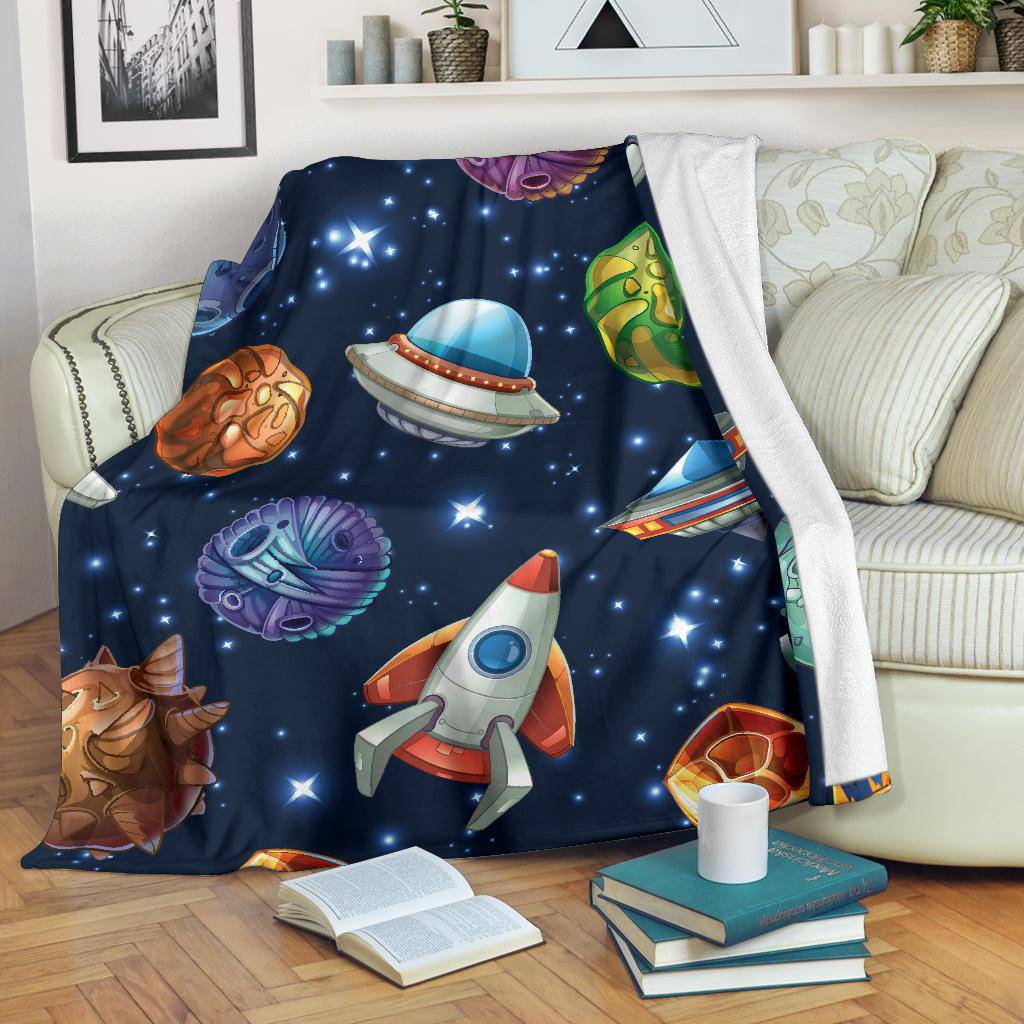 Stars Ships Moons Planet Space Premium Blanket - Top Content | POD Collection | Free Shipping