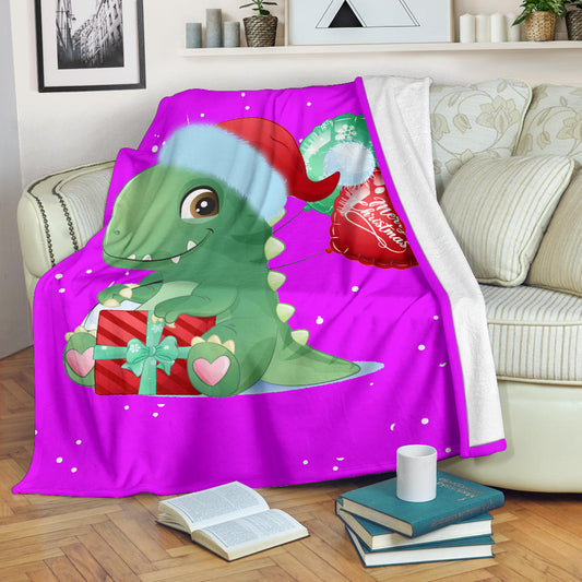 cute dinosaur merry christmas baloon pink blanket - Top Content | POD Collection | Free Shipping