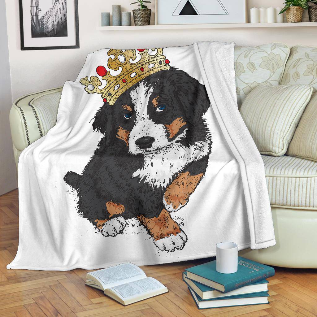 Premium Blanket Cute Bernese Zenenhund Dog Puppy Crown Cartoon - Top Content | POD Collection | Free Shipping