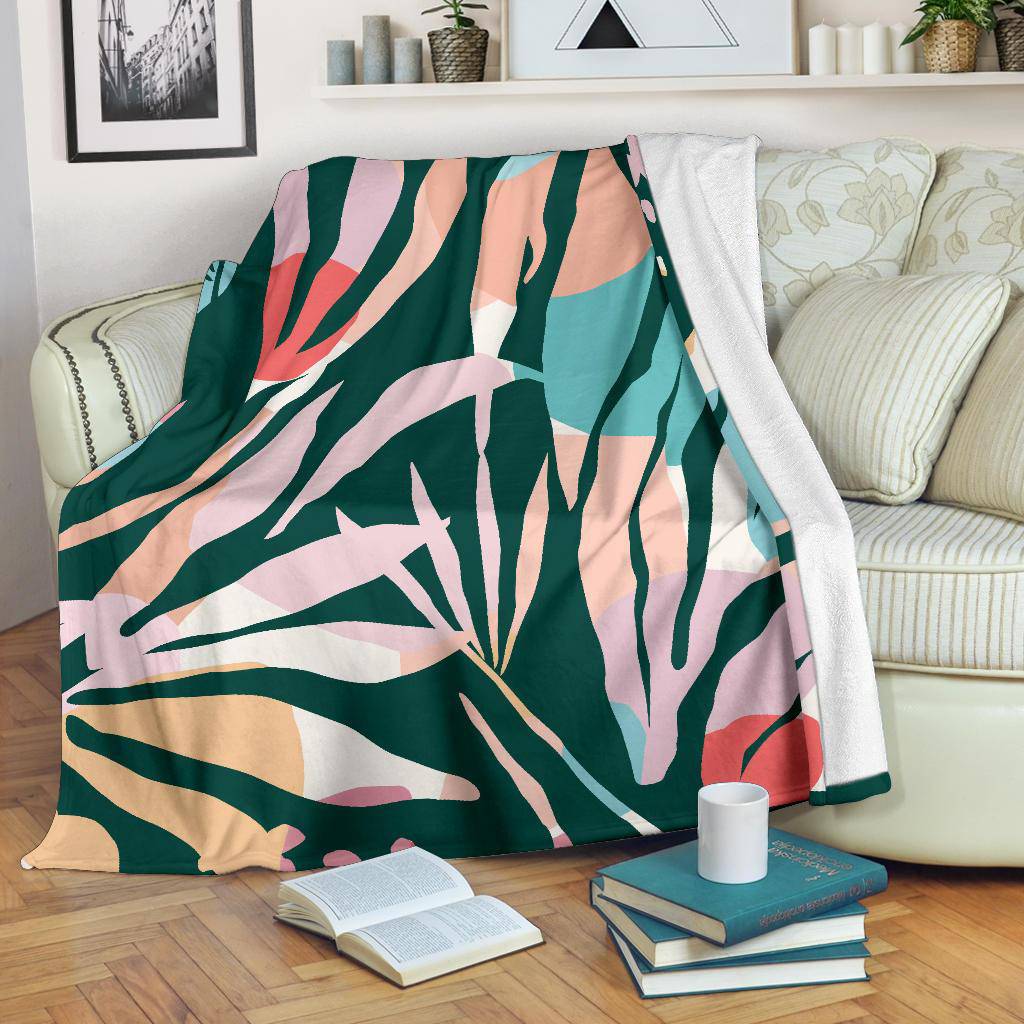 Hand Drawn Colorful Leaves Plant Love Premium Blanket - Top Content | POD Collection | Free Shipping