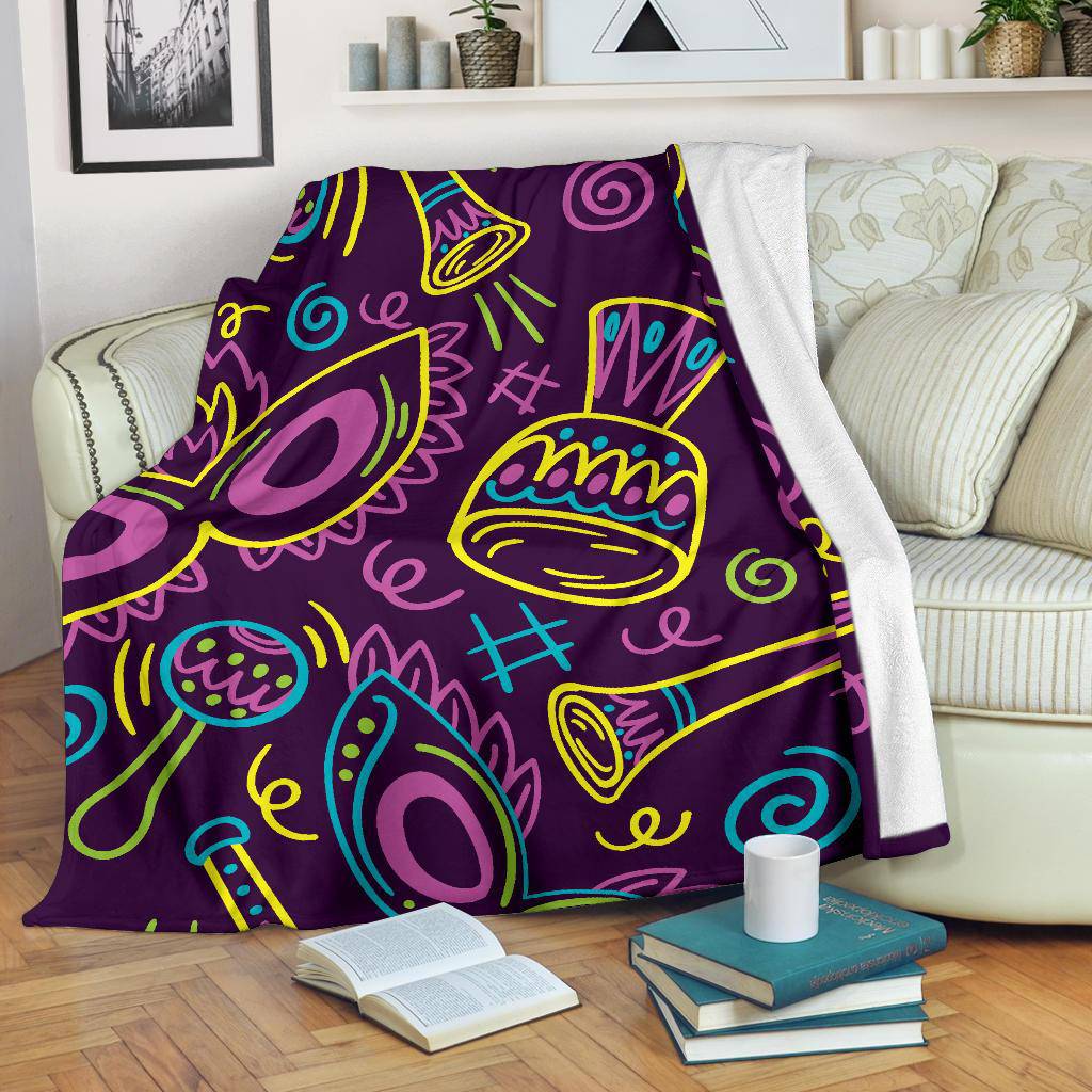 Hand Drawn Brazilian Carnival Pattern Premium Blanket - Top Content | POD Collection | Free Shipping