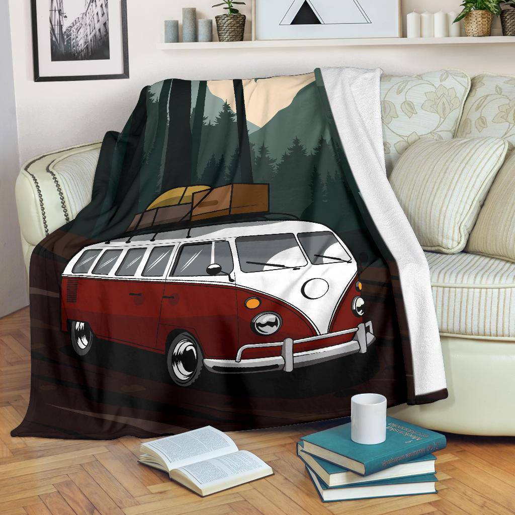 Forest Vacation Van Cartoon Premium Blanket - Top Content | POD Collection | Free Shipping